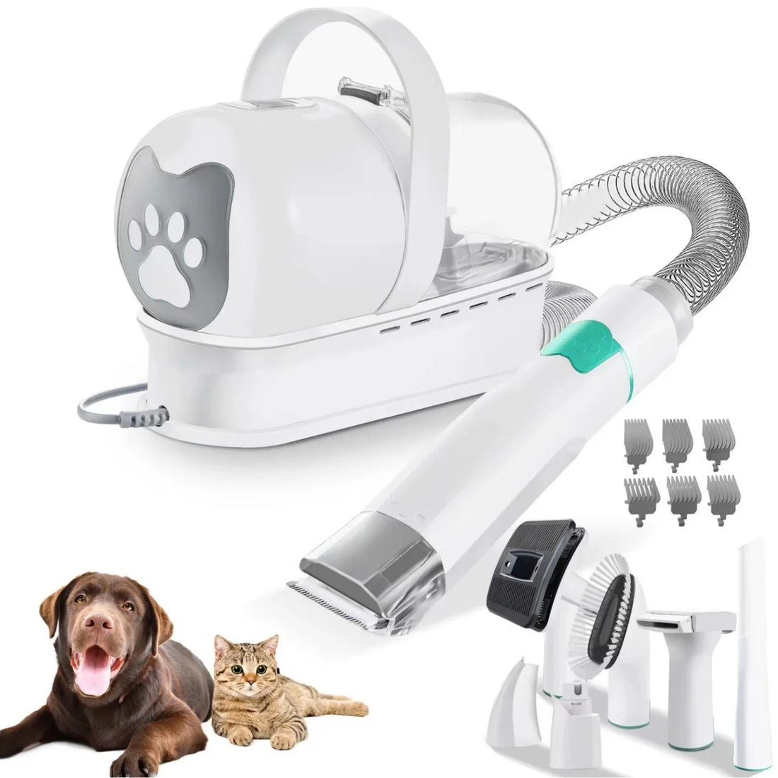 7 in 1 Pet Grooming Vacuum Kit Dog Grooming Clippers Pet Hair Remover with Power Large Suction &amp; Low Noise Pet Hair Kits