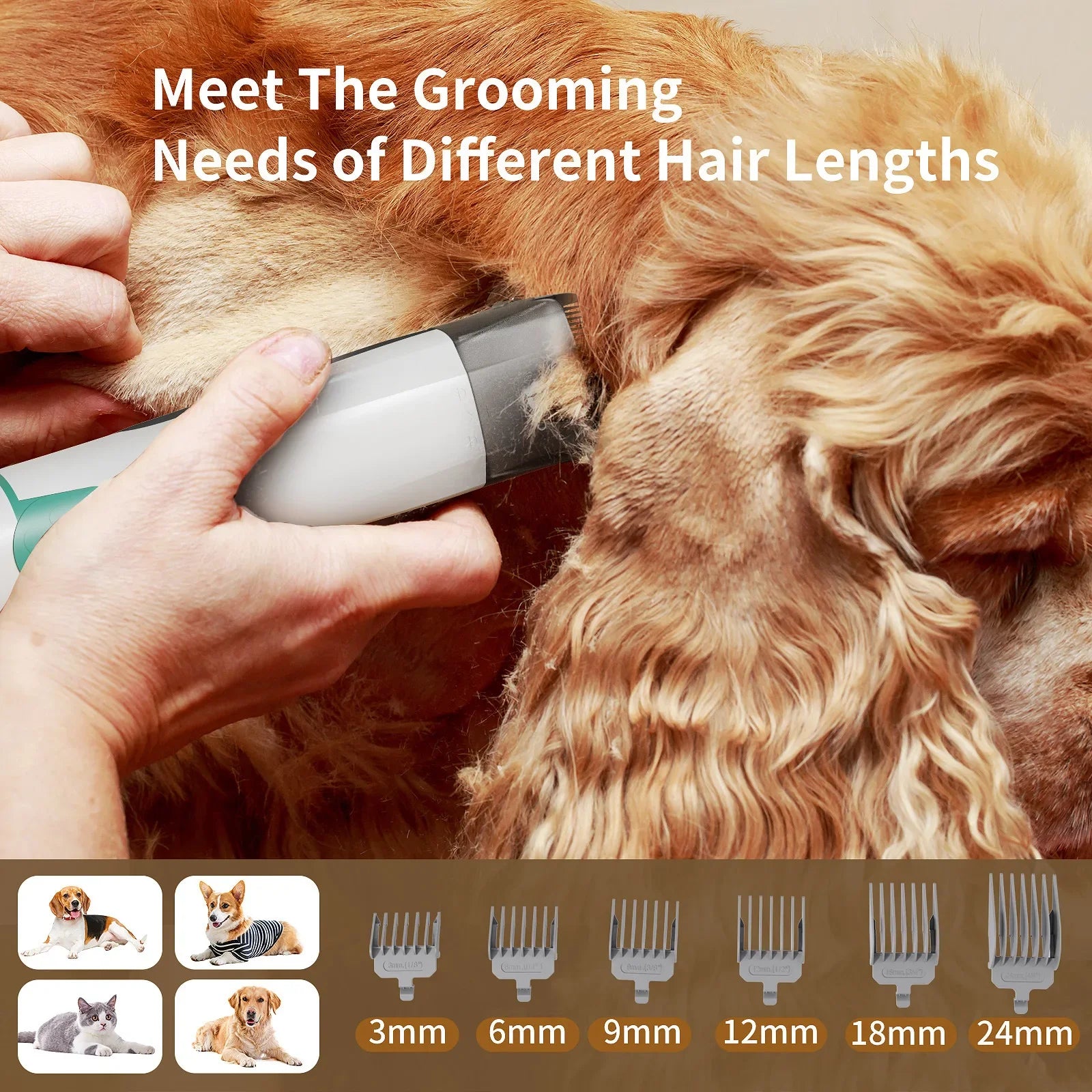 7 in 1 Pet Grooming Vacuum Kit Dog Grooming Clippers Pet Hair Remover with Power Large Suction &amp; Low Noise Pet Hair Kits